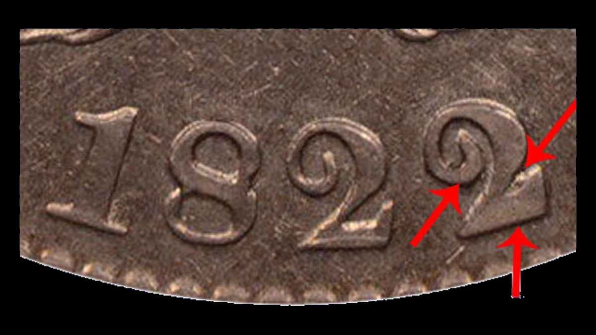 1822 Capped Bust Half Dollar: Overdate
