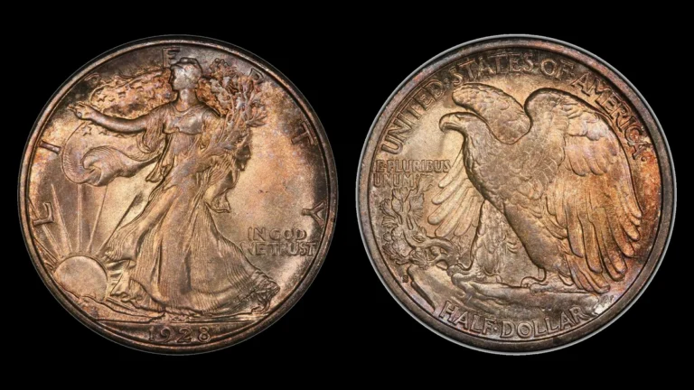 1928-S Walking Liberty Half Dollar, obverse and reverse