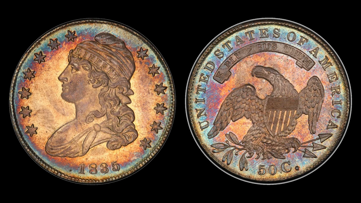 1835 Capped Bust Half Dollar, obverse and reverse