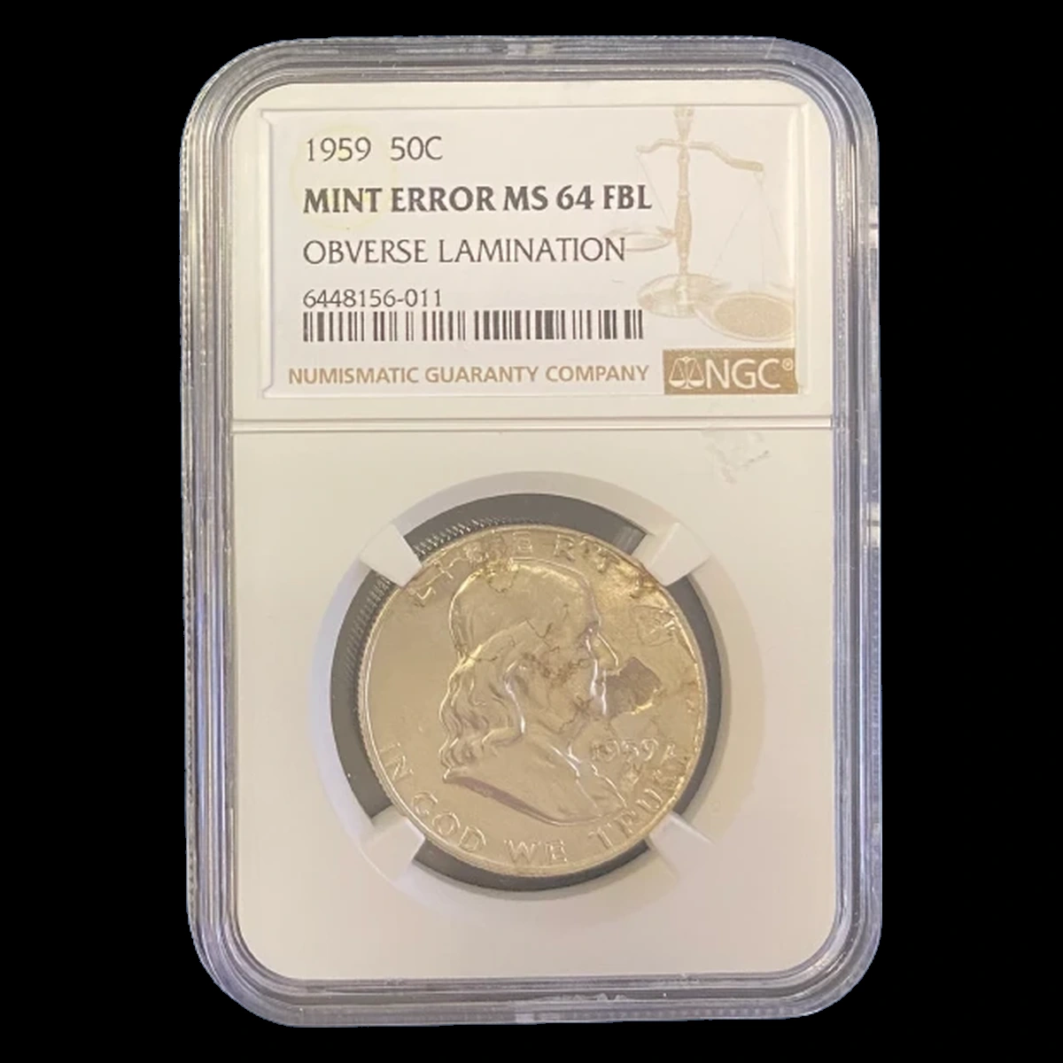 1959 Franklin Half Dollar: Lamination