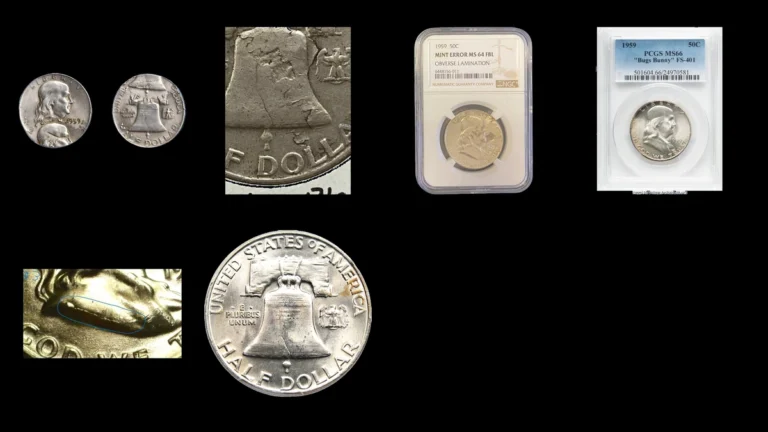 1959 Half Dollar Errors — error coin photographs