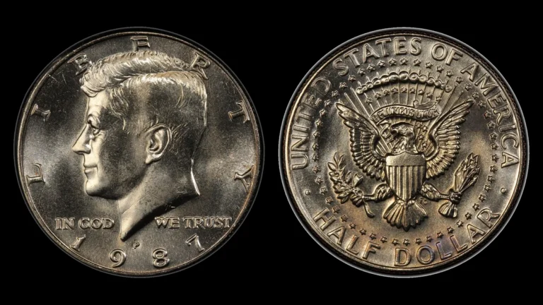1987-P Kennedy Half Dollar, obverse and reverse