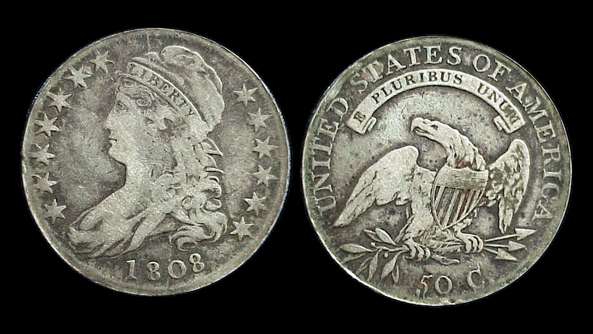 1808 Capped Bust Half Dollar: Die Crack / Die Chip