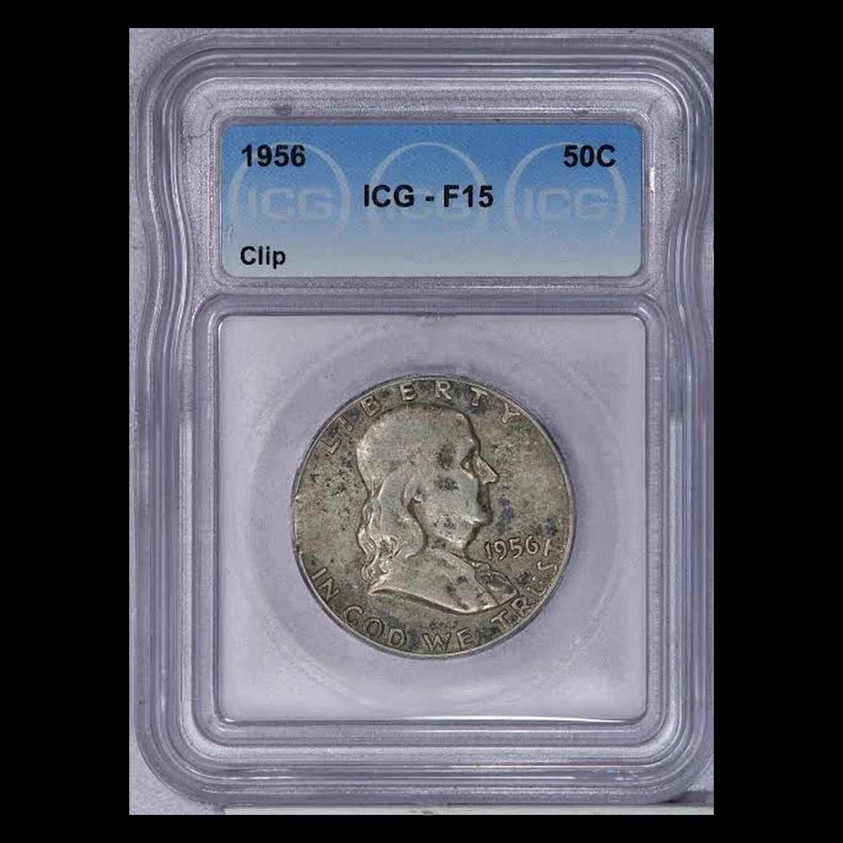 1956 Franklin Half Dollar: Clipped Planchet