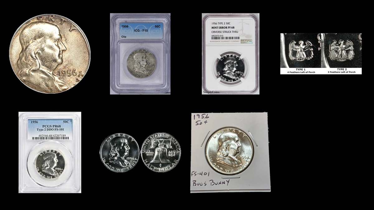 1956 Half Dollar Errors — error coin photographs