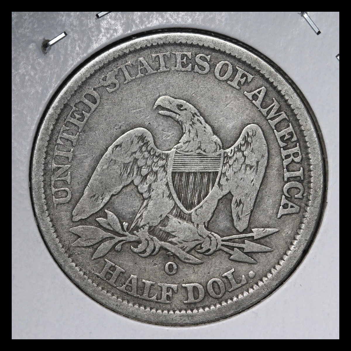 1844 Liberty Seated Half Dollar: Die Crack / Die Chip