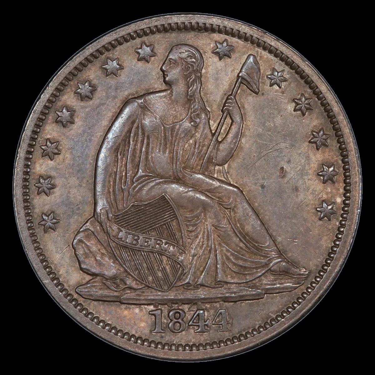 1844-O WB-22, MPD FS-301 Doubled Date Liberty Seated Half Dollar