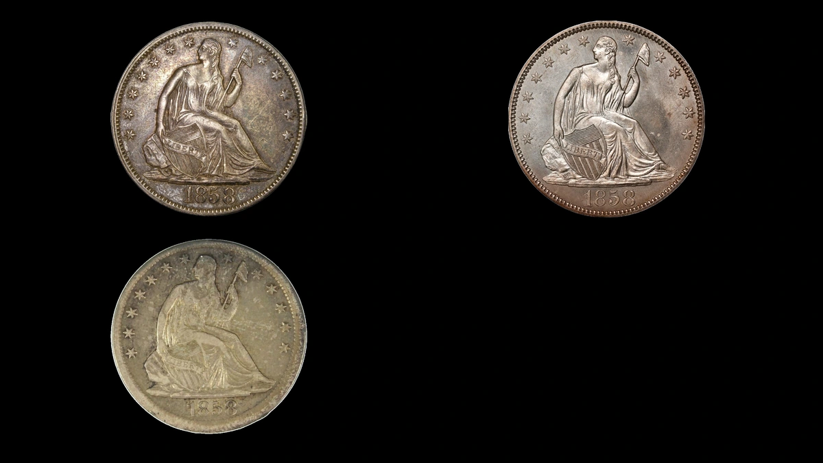 1858 Half Dollar Errors — error coin photographs