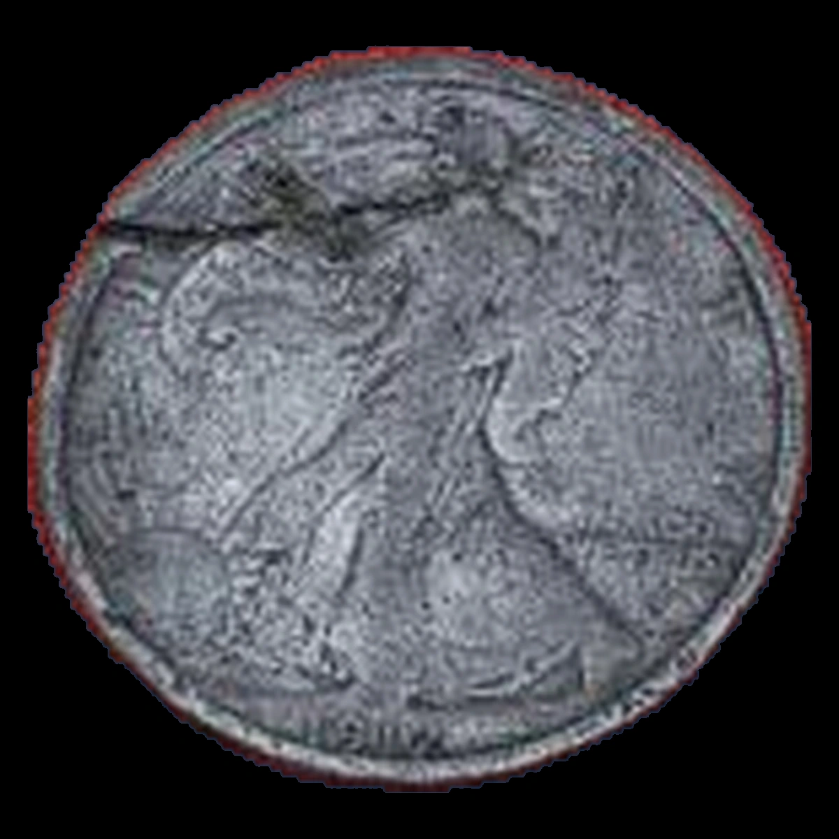 1917 Walking Liberty Half Dollar: Die Crack