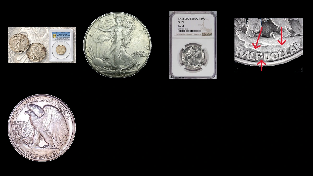 1942 Half Dollar Errors — error coin photographs