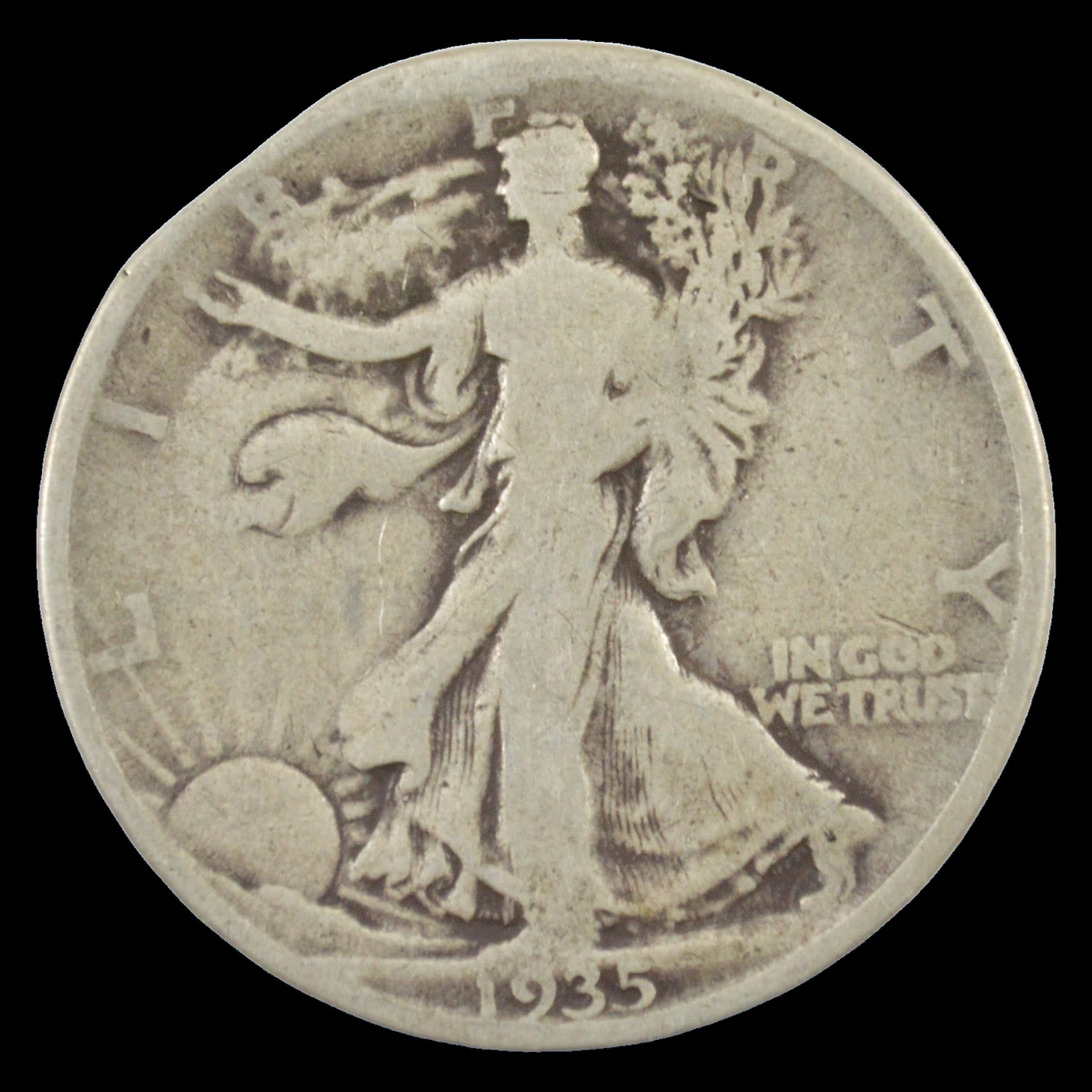 1935 Walking Liberty Half Dollar: Clipped Planchet