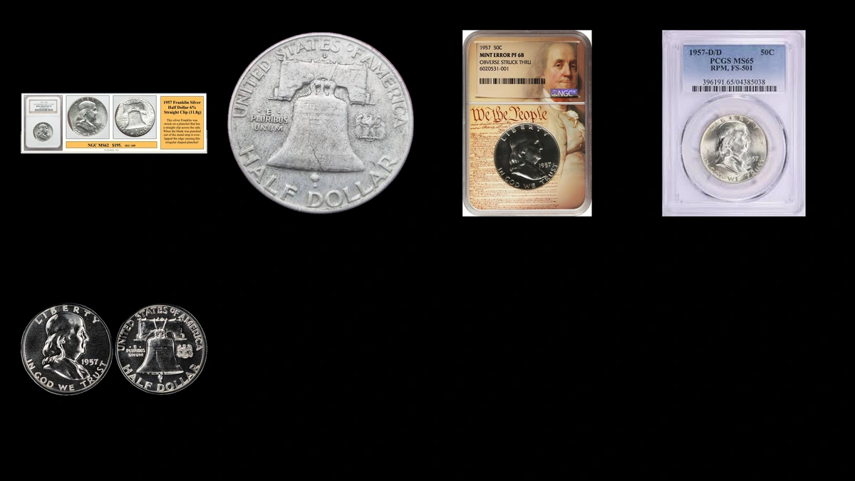1957 Half Dollar Errors — error coin photographs