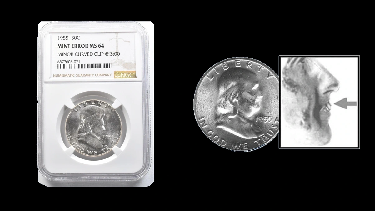 1955 Half Dollar Errors — error coin photographs