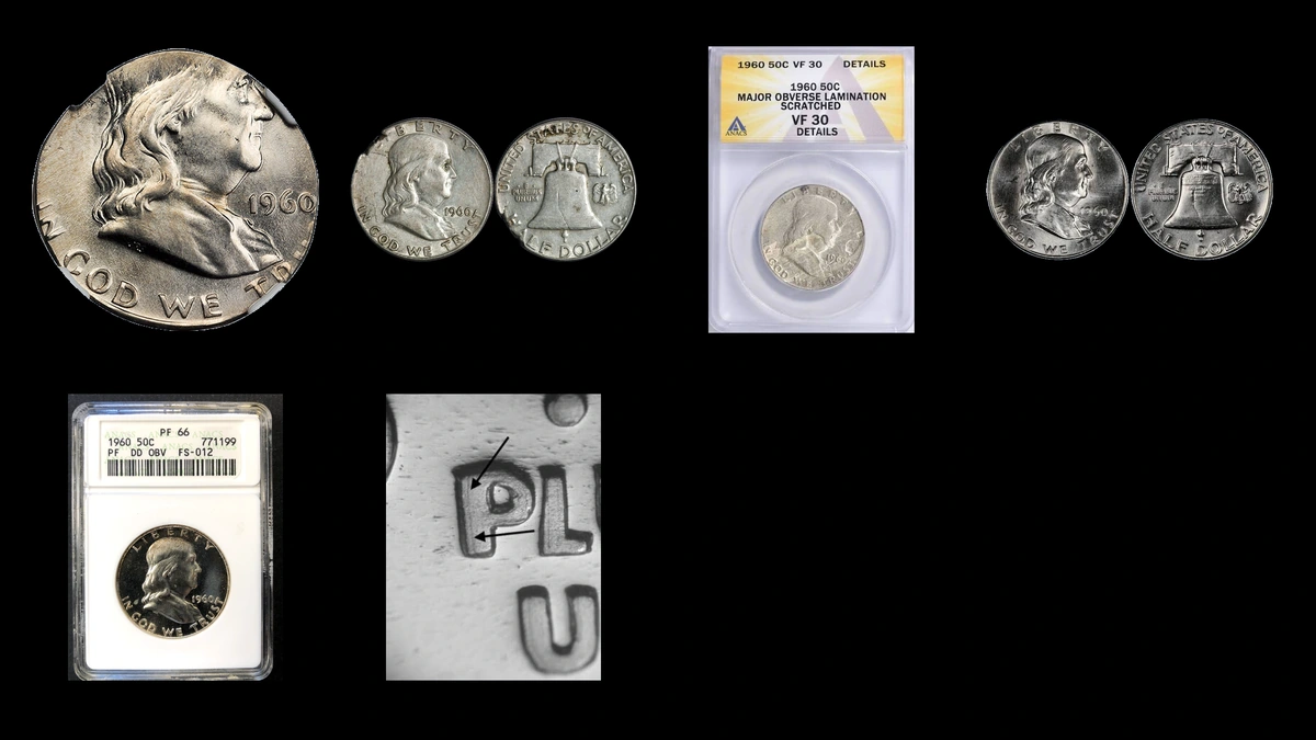 1960 Half Dollar Errors — error coin photographs