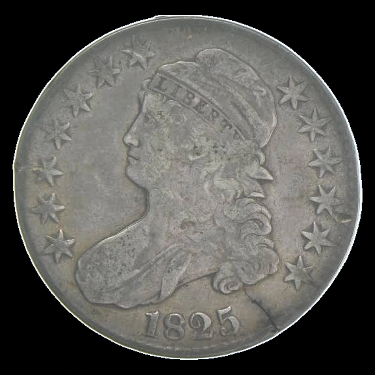 1825 Capped Bust Half Dollar: Planchet Crack