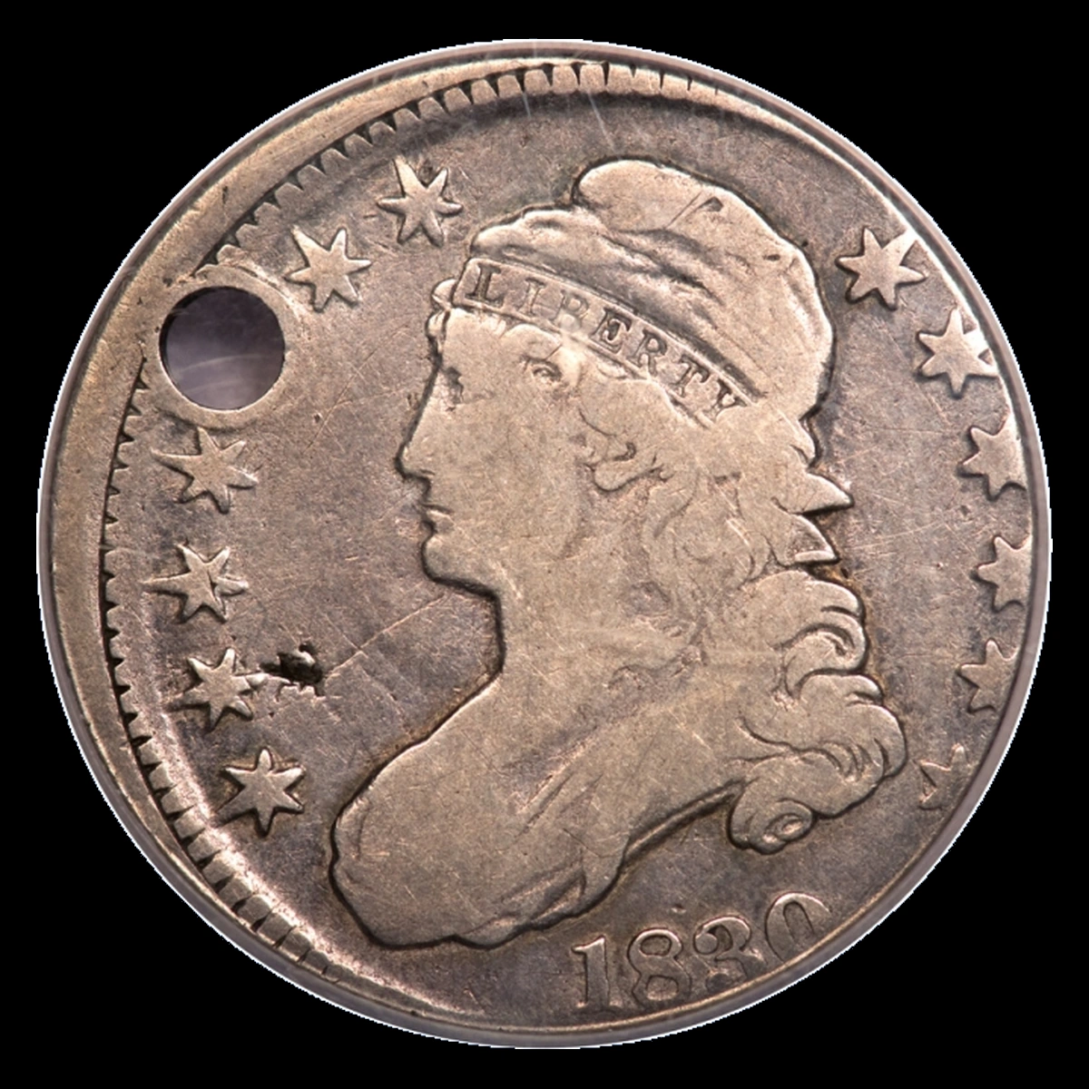 1830 Capped Bust Half Dollar: Off Center Strike