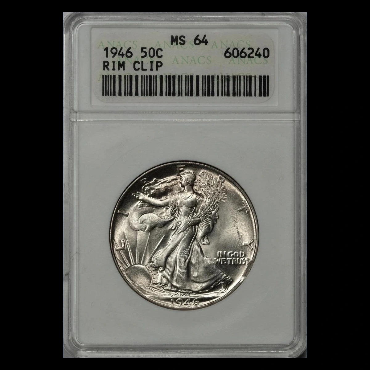 1946 Walking Liberty Half Dollar: Clipped Planchet
