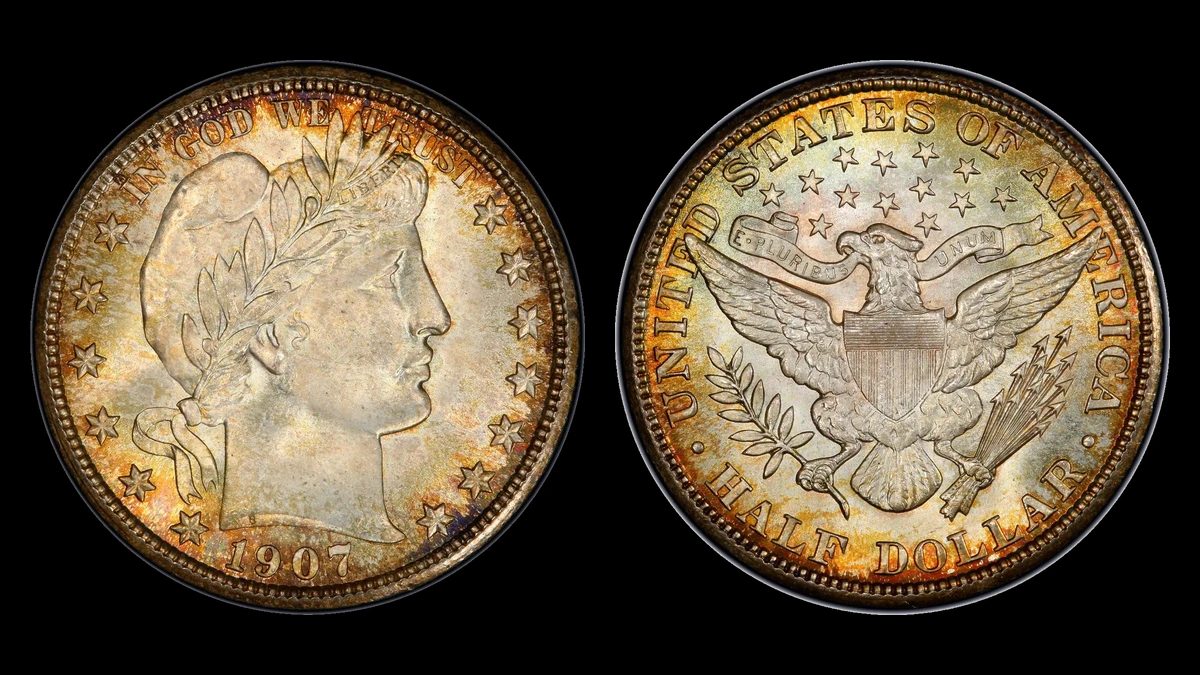 1907 Barber Half Dollar, obverse and reverse
