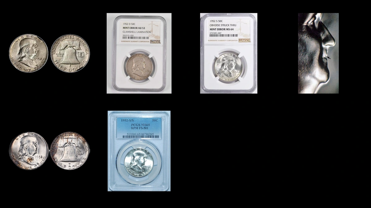 1952 Half Dollar Errors — error coin photographs