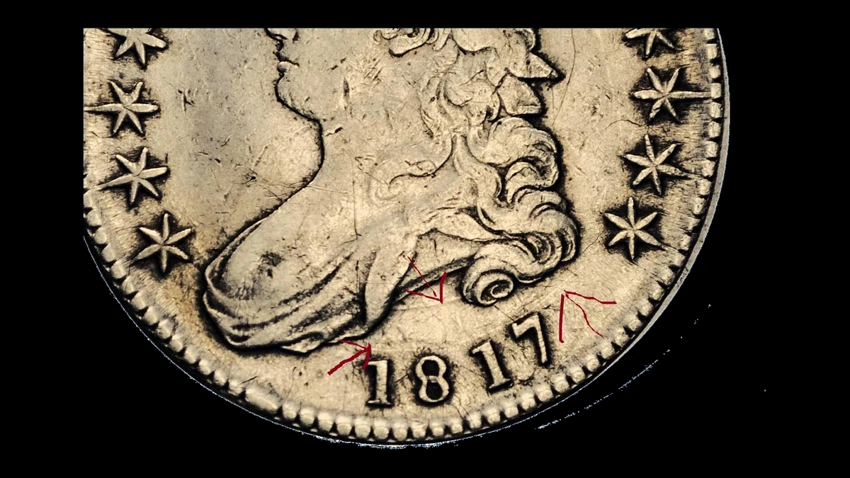 1817 Capped Bust Half Dollar: Clashed Dies