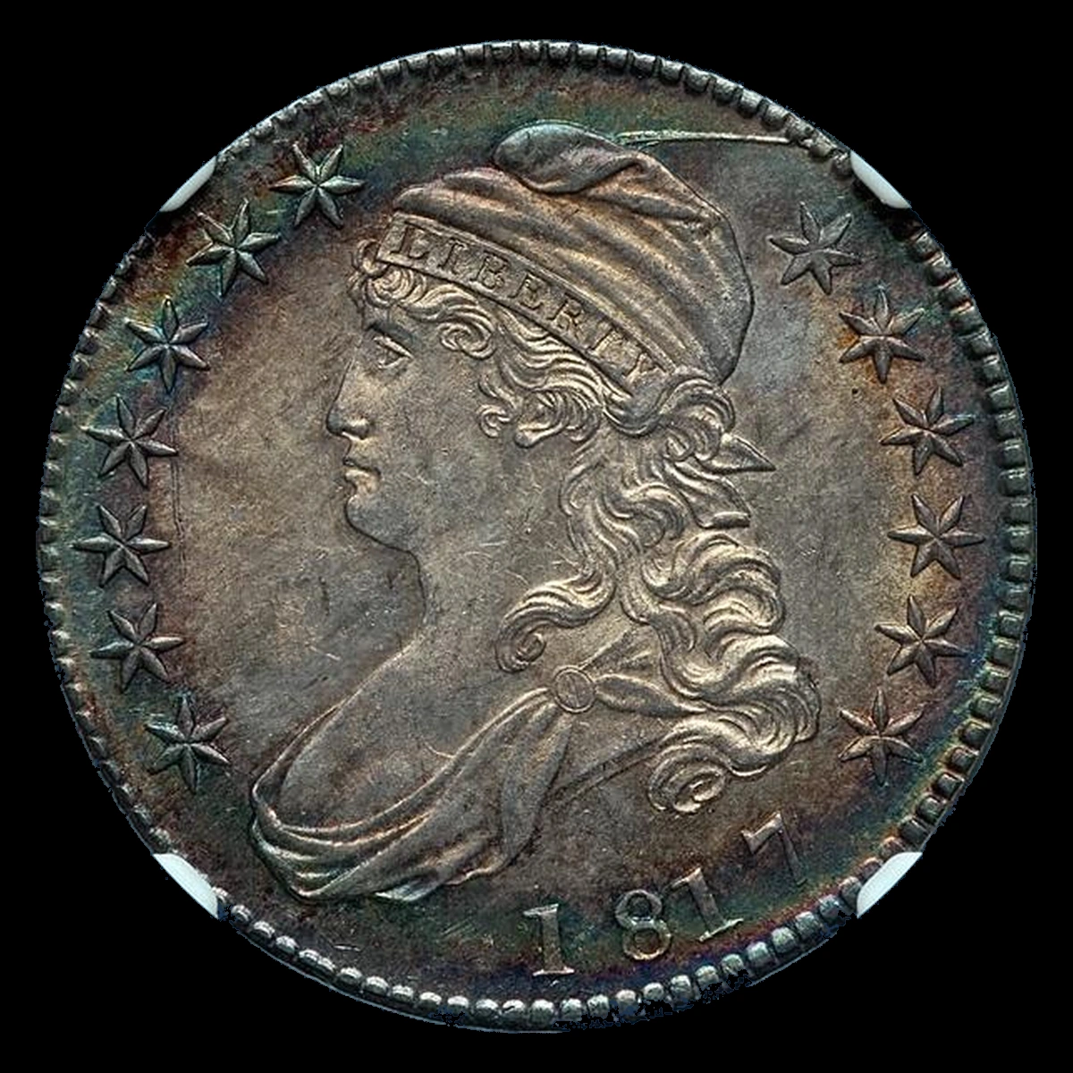 1817 Capped Bust Half Dollar: Comet Head Raised Die Defect