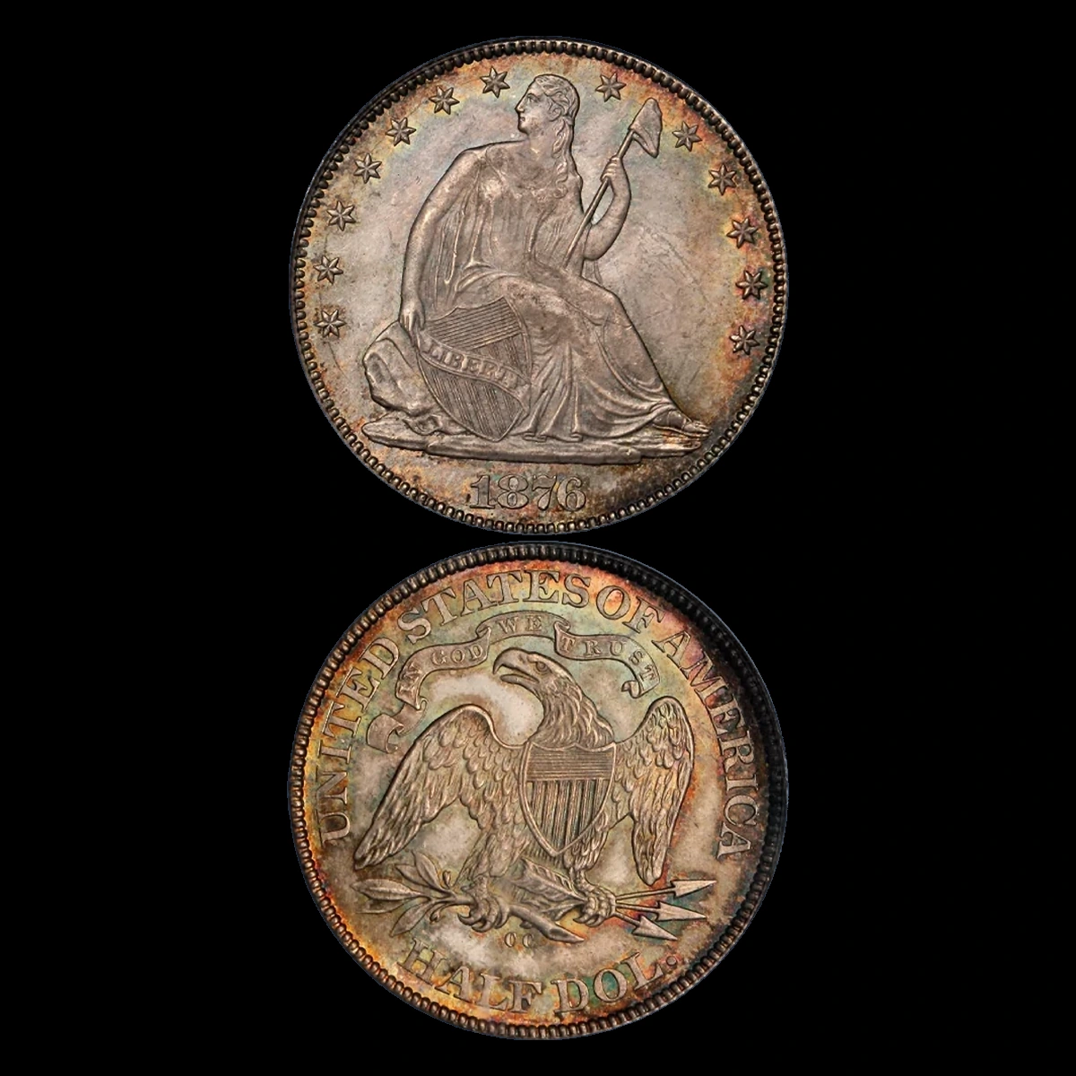 1876 Liberty Seated Half Dollar: Die Crack