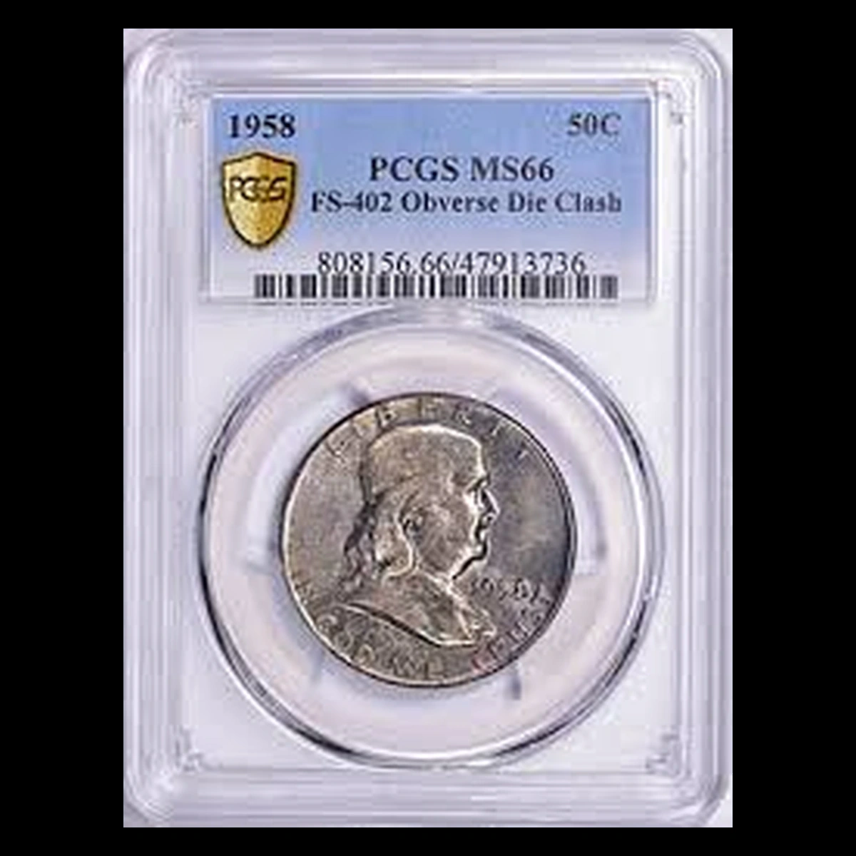 1958 Franklin Half Dollar: Clashed Dies