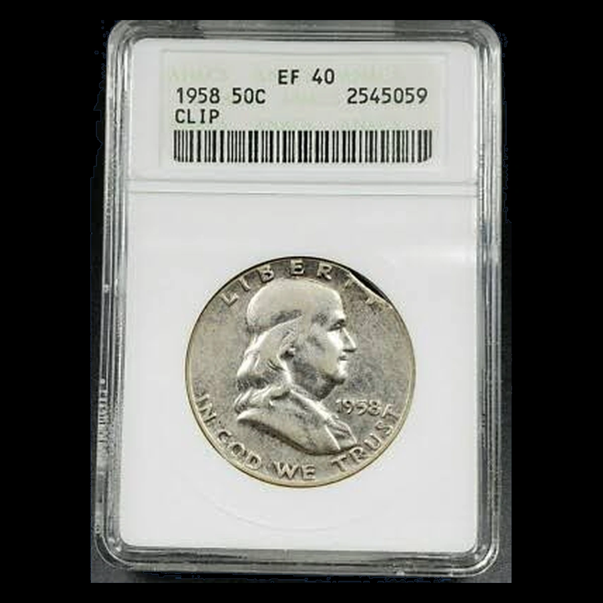 1958 Franklin Half Dollar: Clipped Planchet