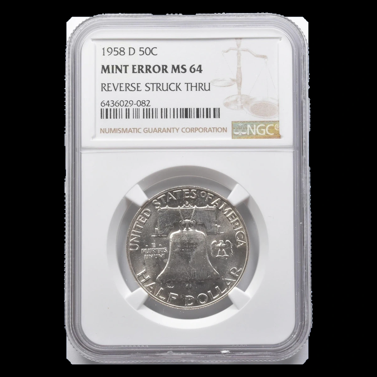 1958 Franklin Half Dollar: Struck Through