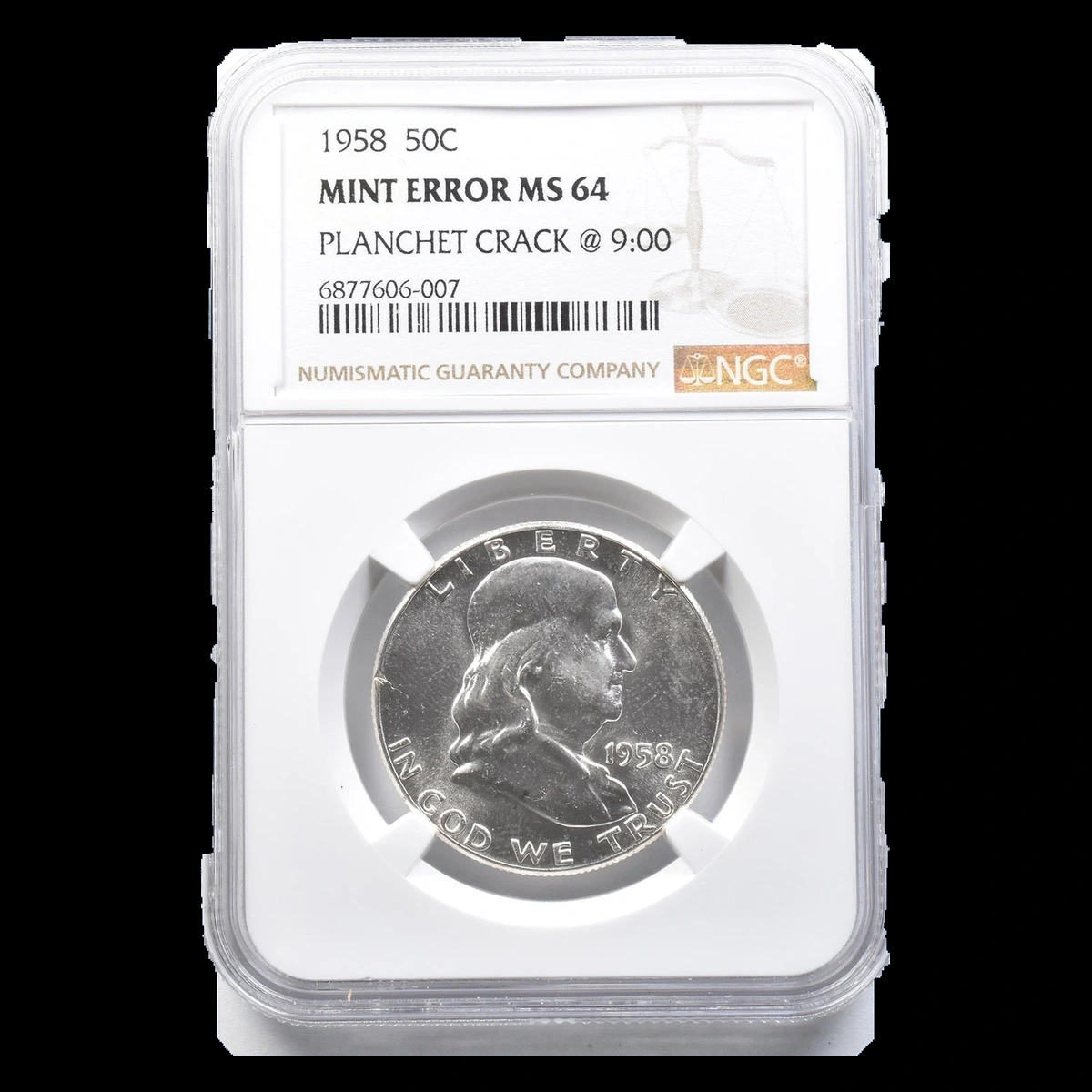 1958 Franklin Half Dollar: Planchet Crack