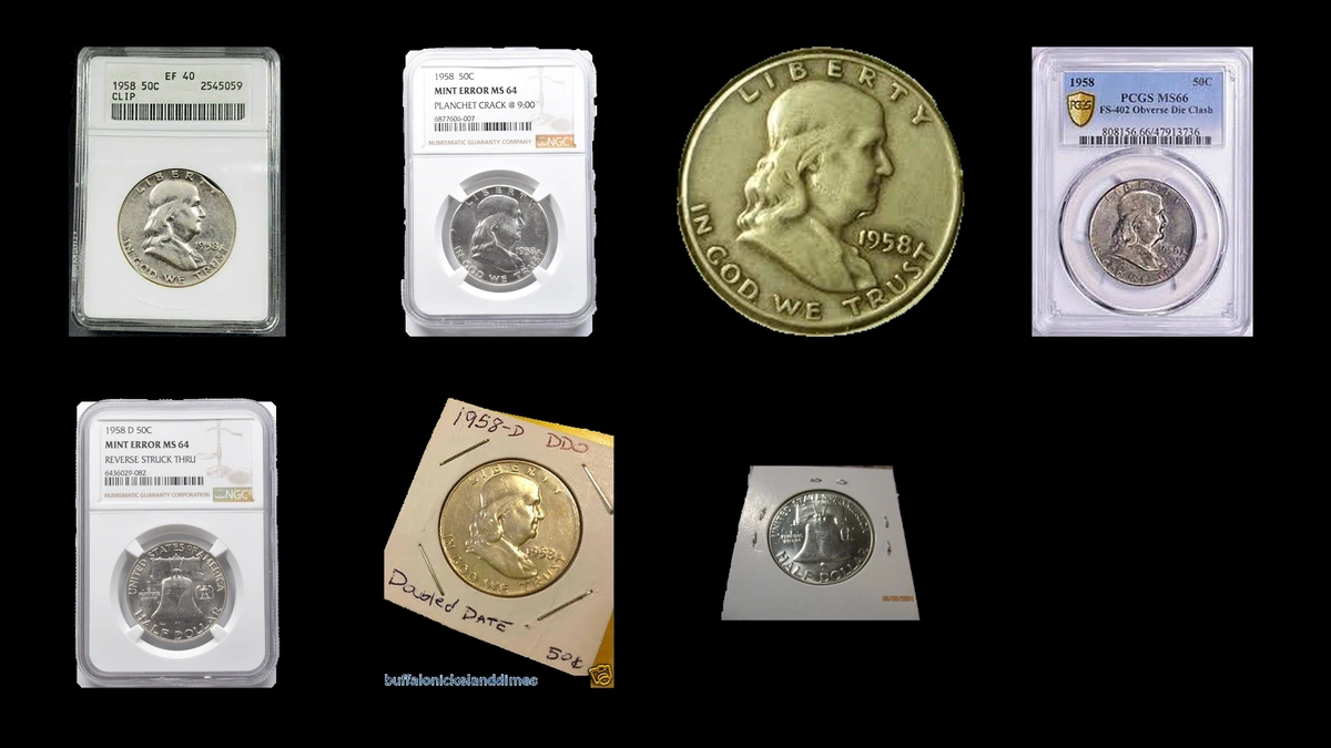 1958 Half Dollar Errors — error coin photographs