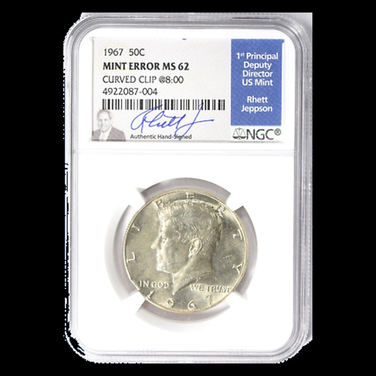 1967 Kennedy Half Dollar: Curved Clipped Planchet