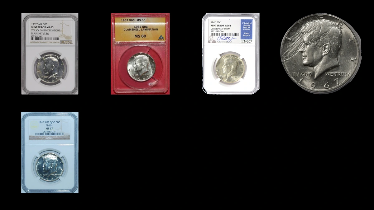 1967 Half Dollar Errors — error coin photographs