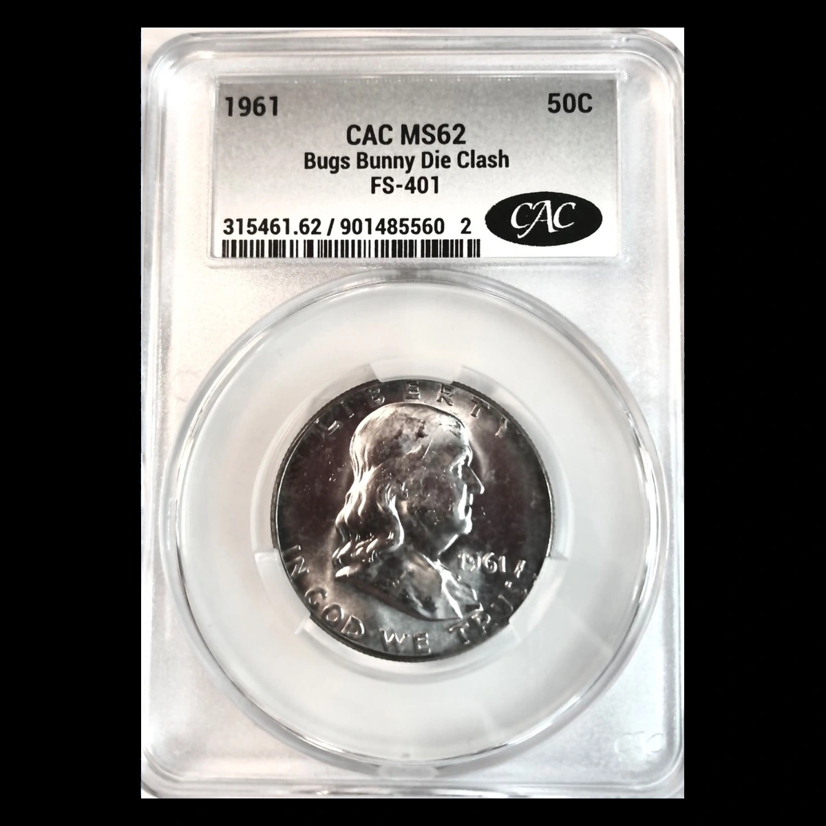 1961 Franklin Half Dollar: Bugs Bunny Die Clash