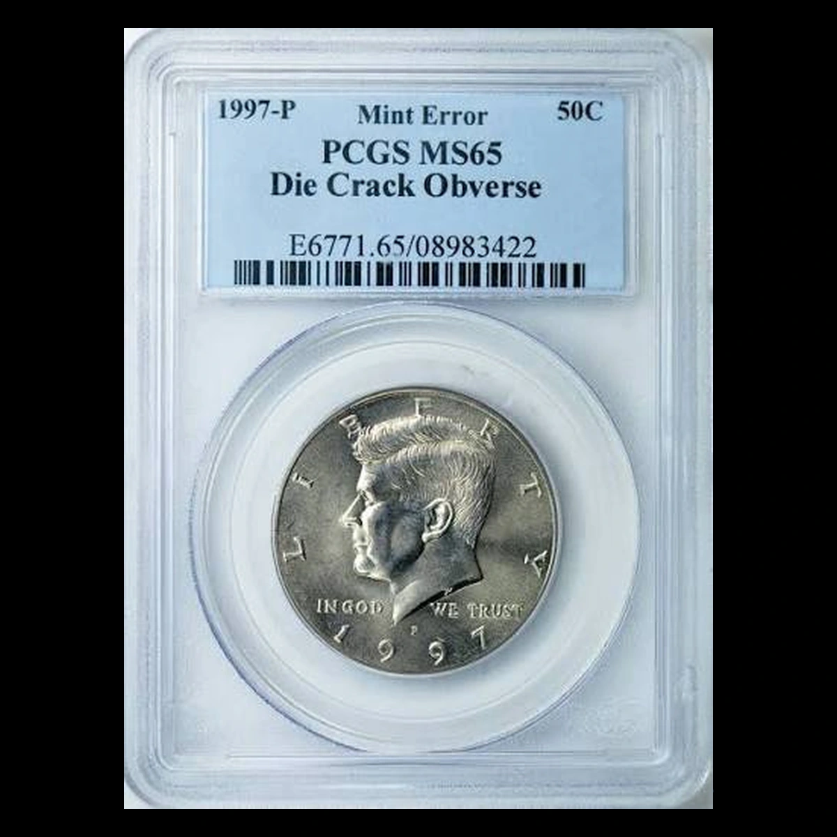 1997 Kennedy Half Dollar: Die Crack / Die Chip