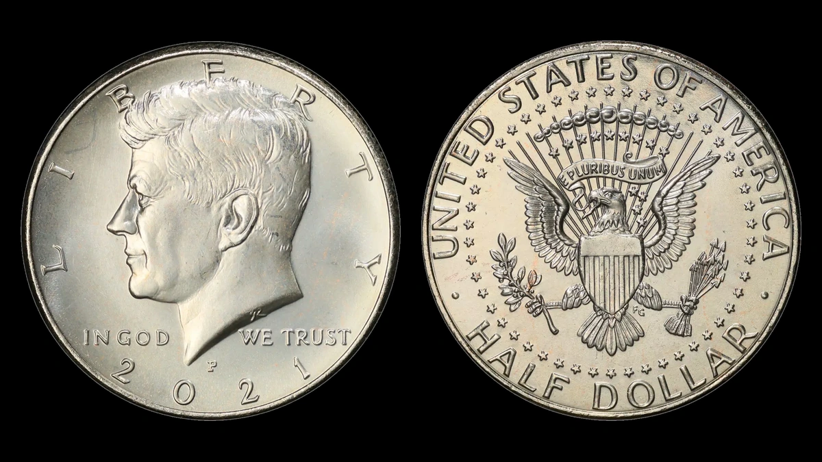 2021-P Kennedy Half Dollar, obverse and reverse