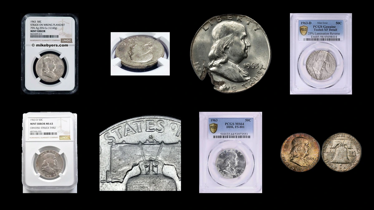 1963 Half Dollar Errors — error coin photographs