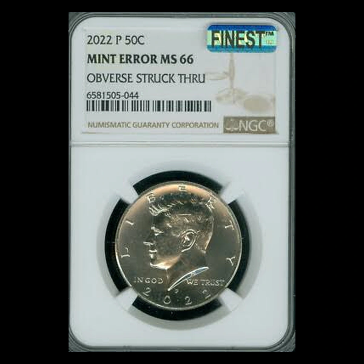 2022 Kennedy Half Dollar: obverse strike-through