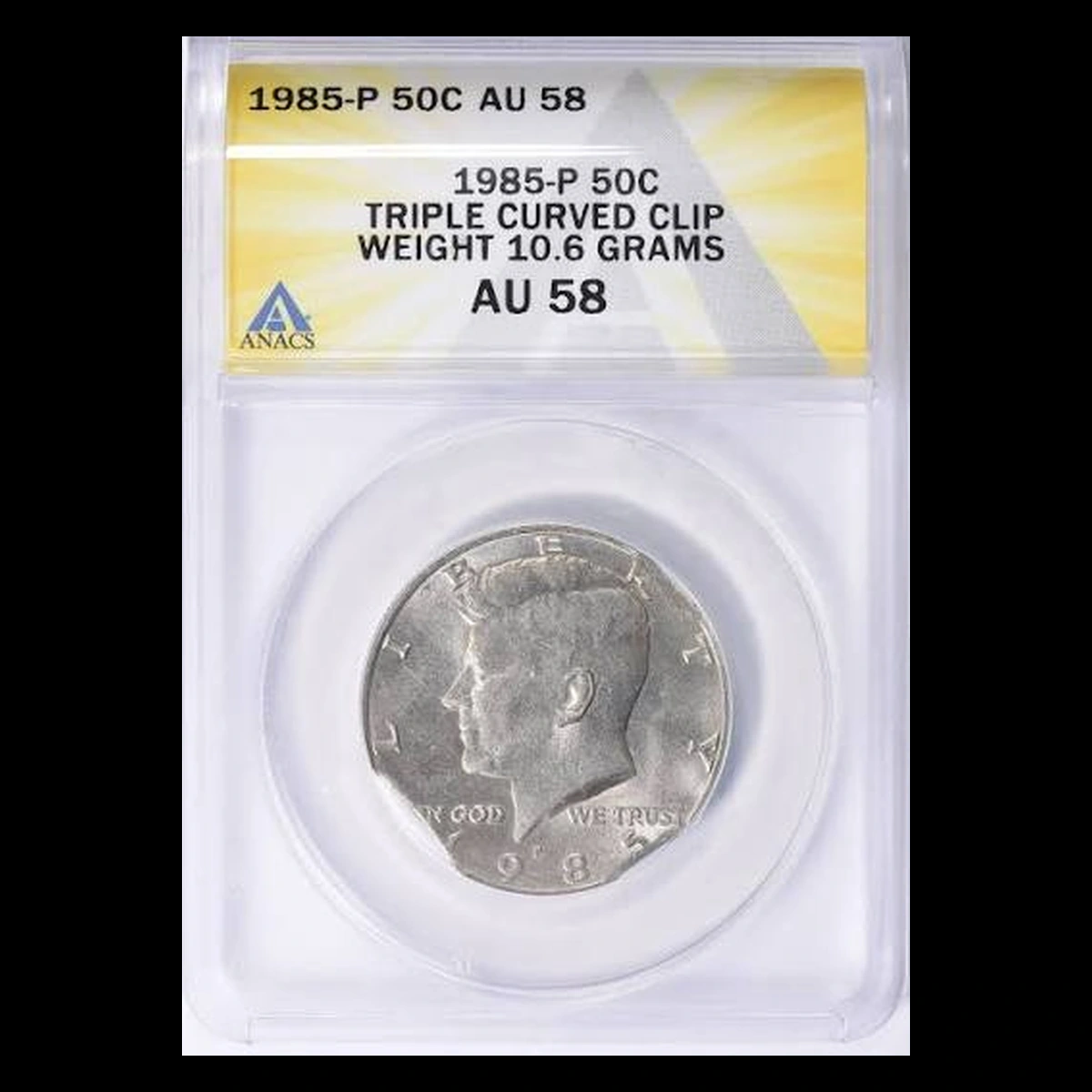 1985 Kennedy Half Dollar: Clipped Planchet