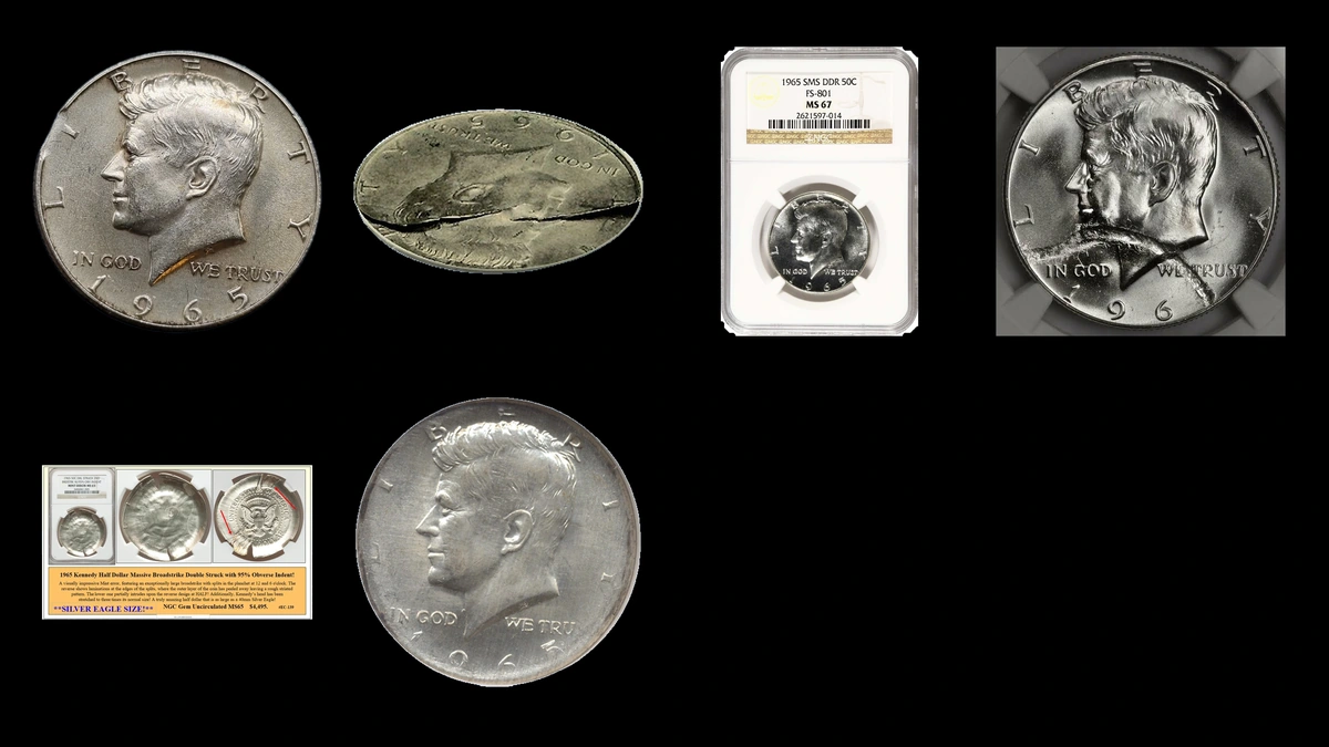 1965 Half Dollar Errors — error coin photographs