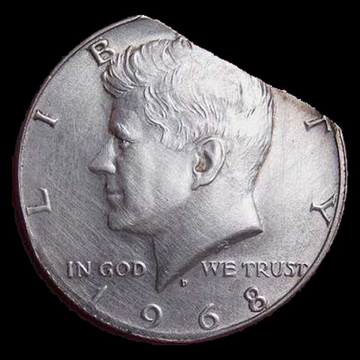 1968 Kennedy Half Dollar: Clipped Planchet