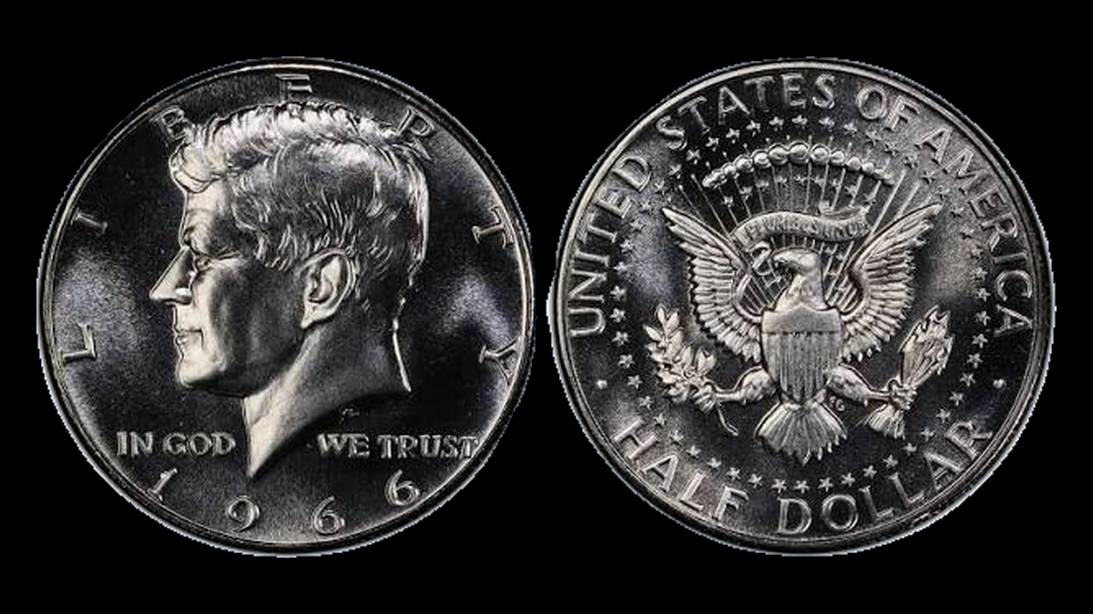1966 Kennedy Half Dollar: SMS Doubled Die Obverse
