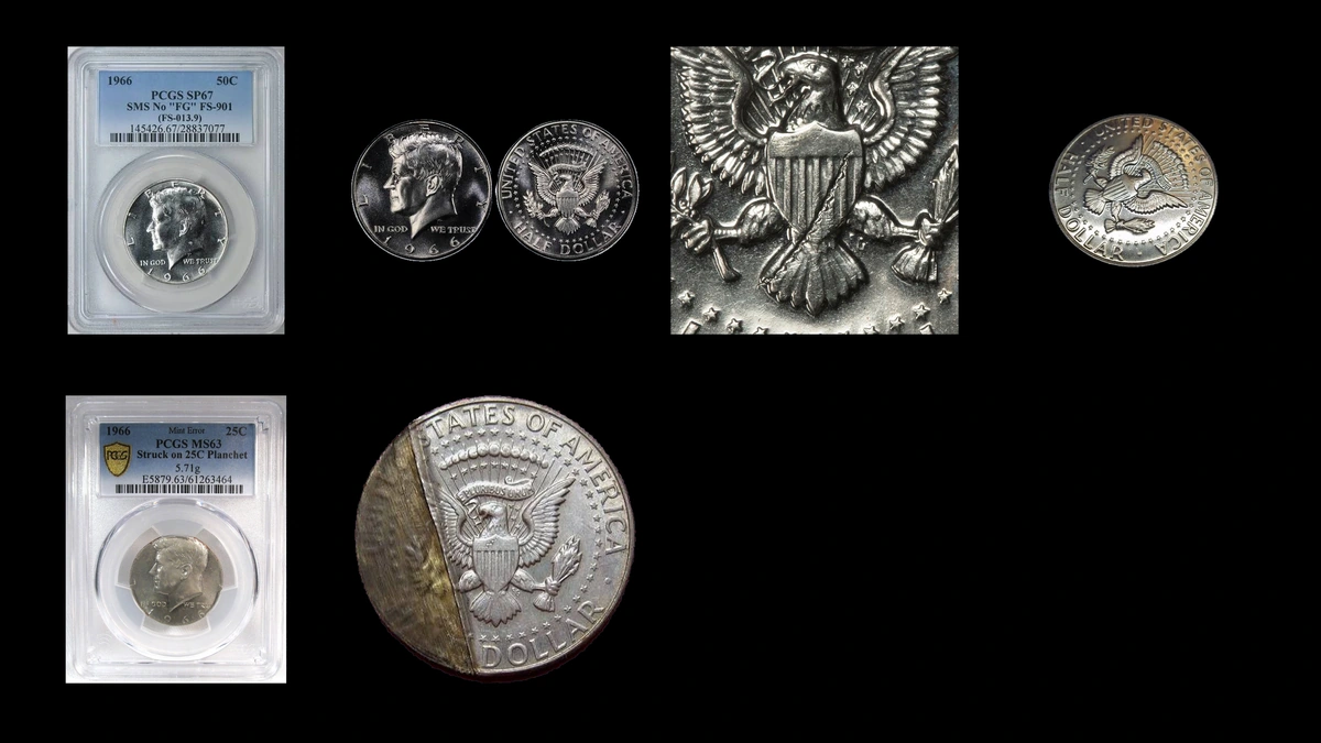 1966 Half Dollar Errors — error coin photographs