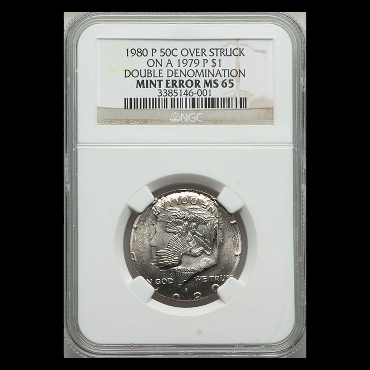 1980 Kennedy Half Dollar: Overstrike / Double Denomination