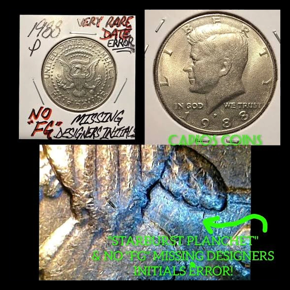 1988 Kennedy Half Dollar: Missing FG Initials