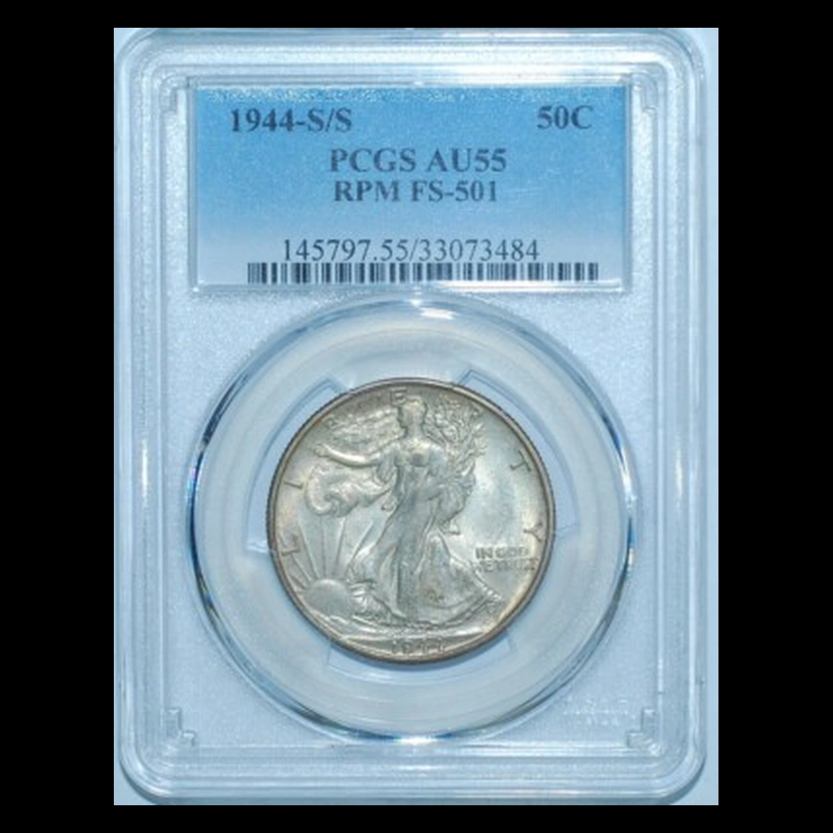 1944 Walking Liberty Half Dollar: Repunched Mintmark