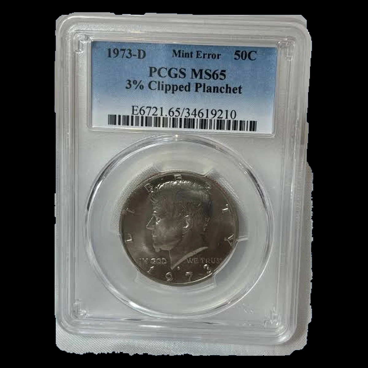 1973 Kennedy Half Dollar: Clipped Planchet
