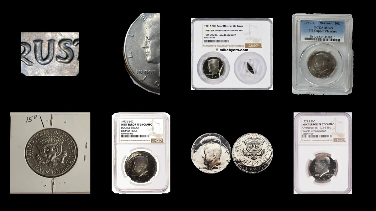 1973 Half Dollar Errors — error coin photographs