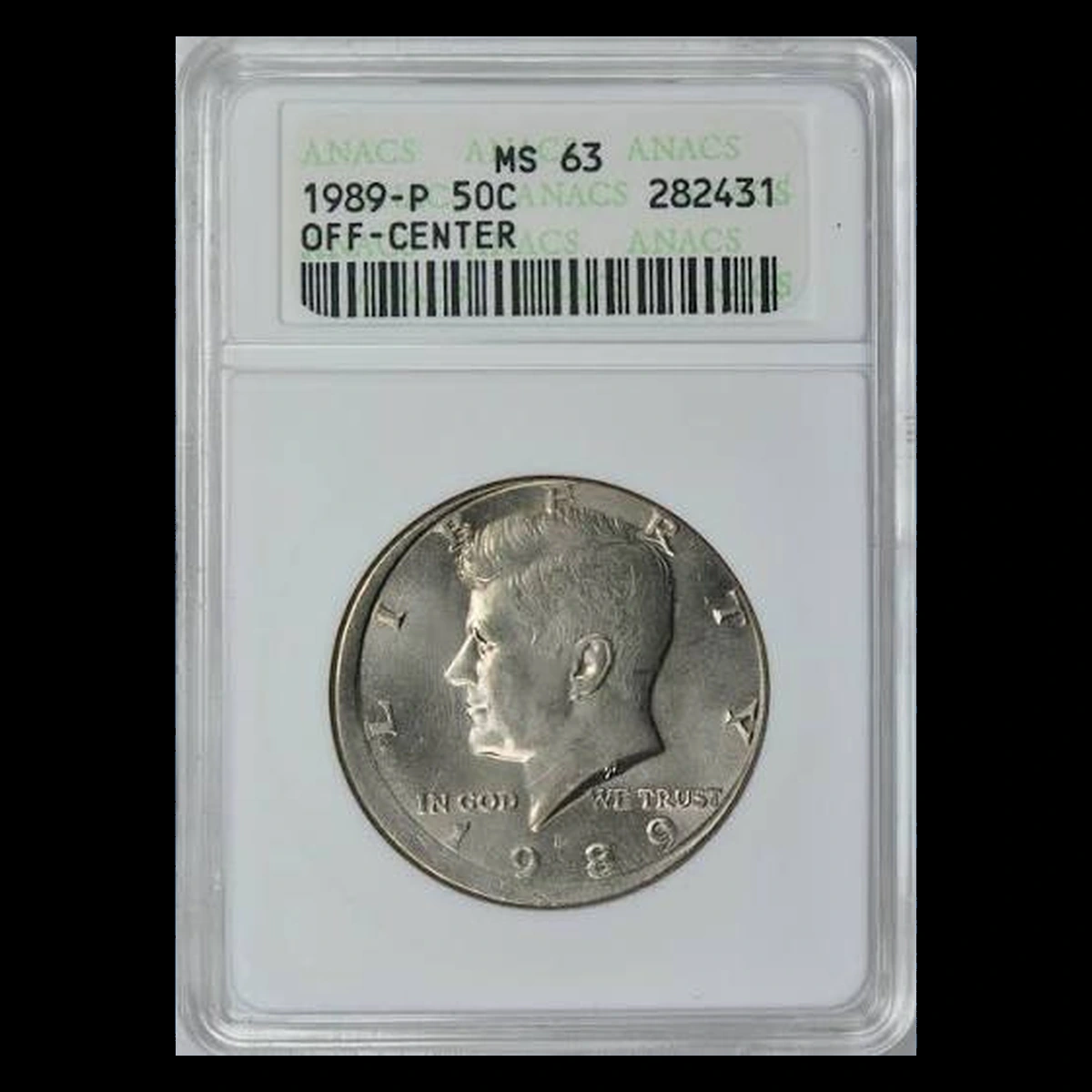 1989 Kennedy Half Dollar: Off-Center Strike