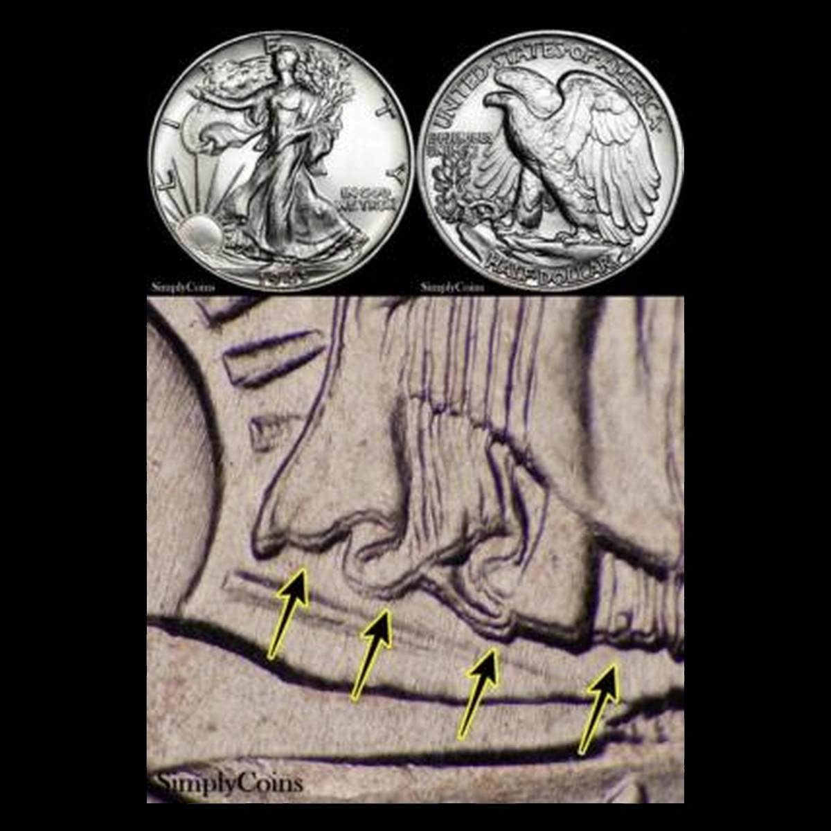 1943 Walking Liberty Half Dollar: Doubled Die Obverse
